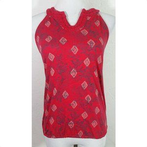 Lucky Brand Small Tank Top Floral Red Geometric